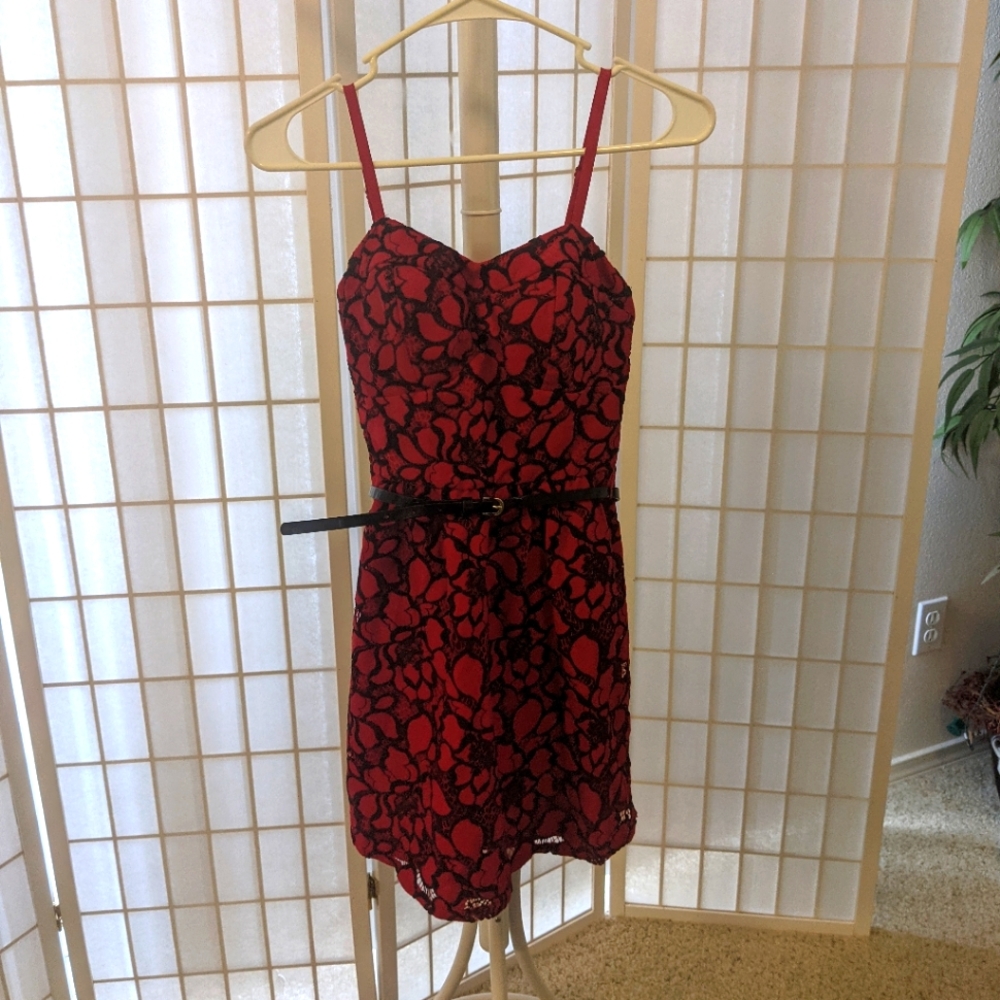 AS U WISH summer dress in red and black